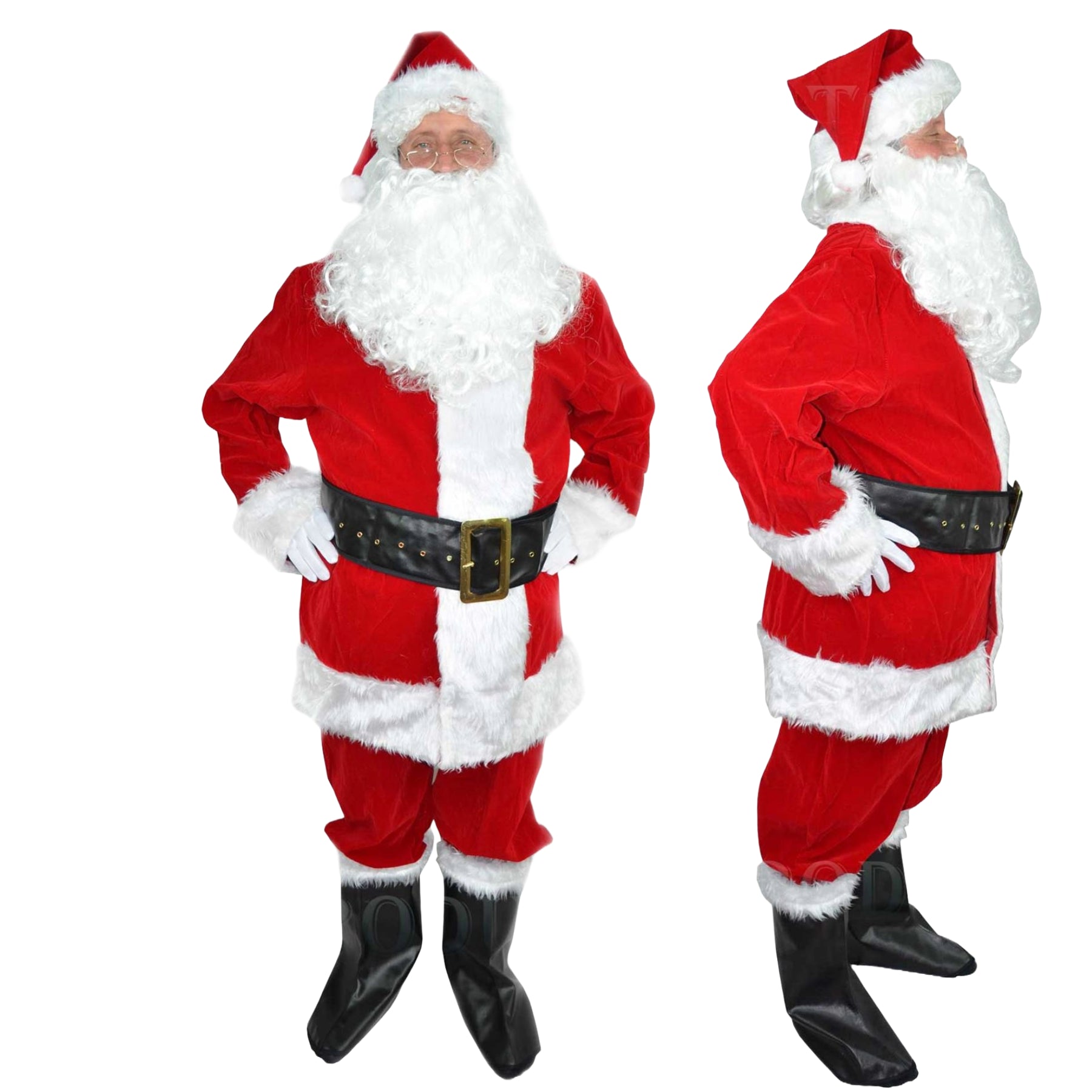 Large Deluxe Plus 8 Pcs Velvet Santa Suit Father Christmas Fancy Dress Costume