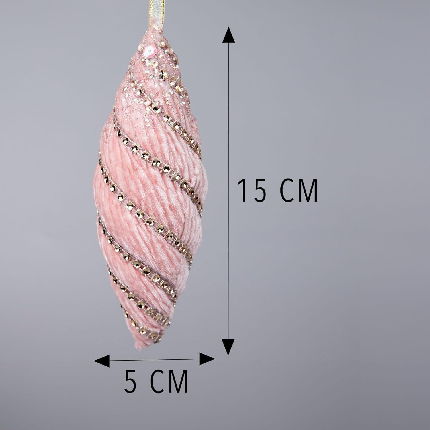 15Cm Nut Shape Bauble Baby Pink - 3Pcs Christmas Hanging Decorations
