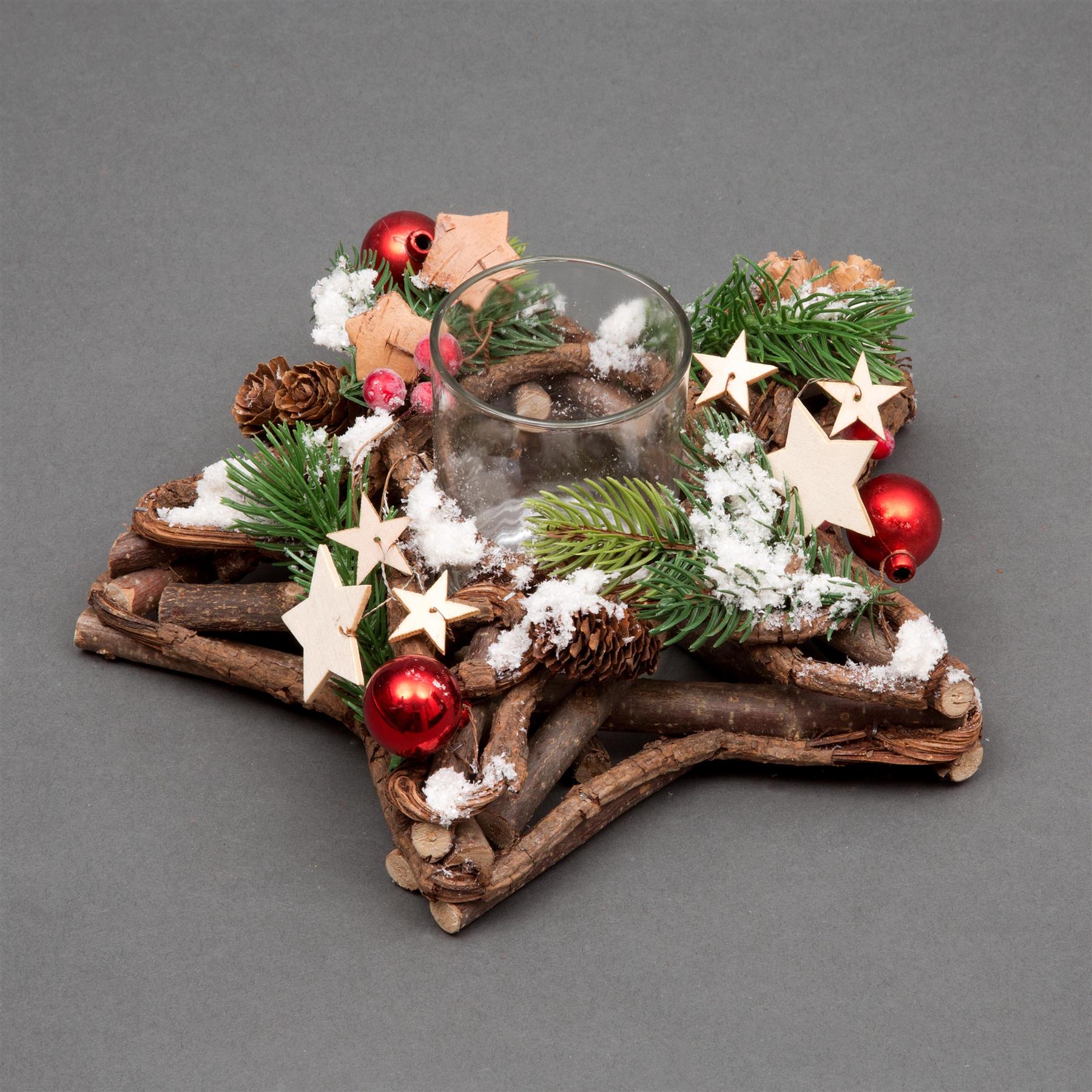 Wooden Star Candle Holder 34Cm