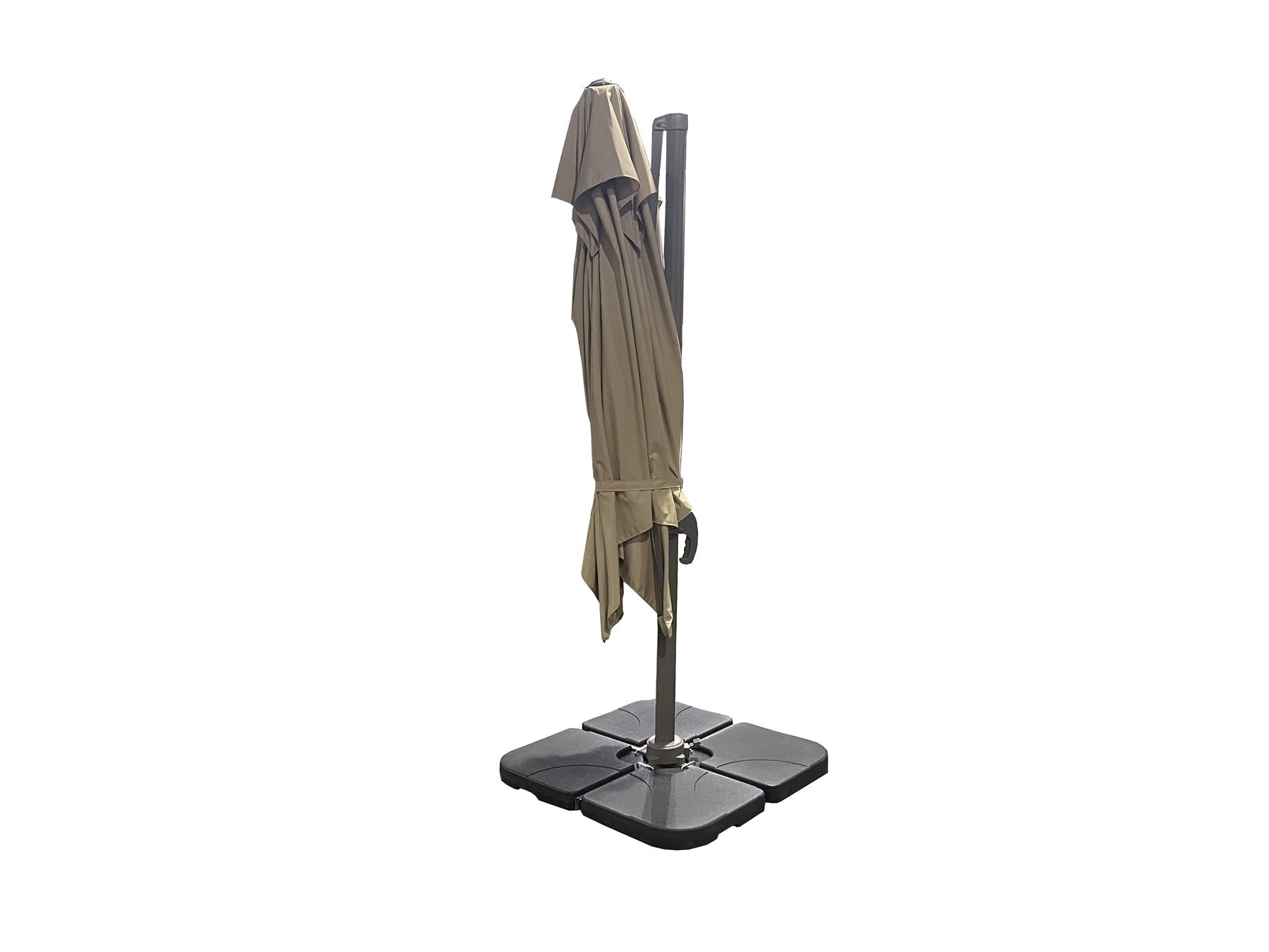 3m Patio Offset Parasol Double Top Square Cantilever Umbrella 360° Rotation Khaki
