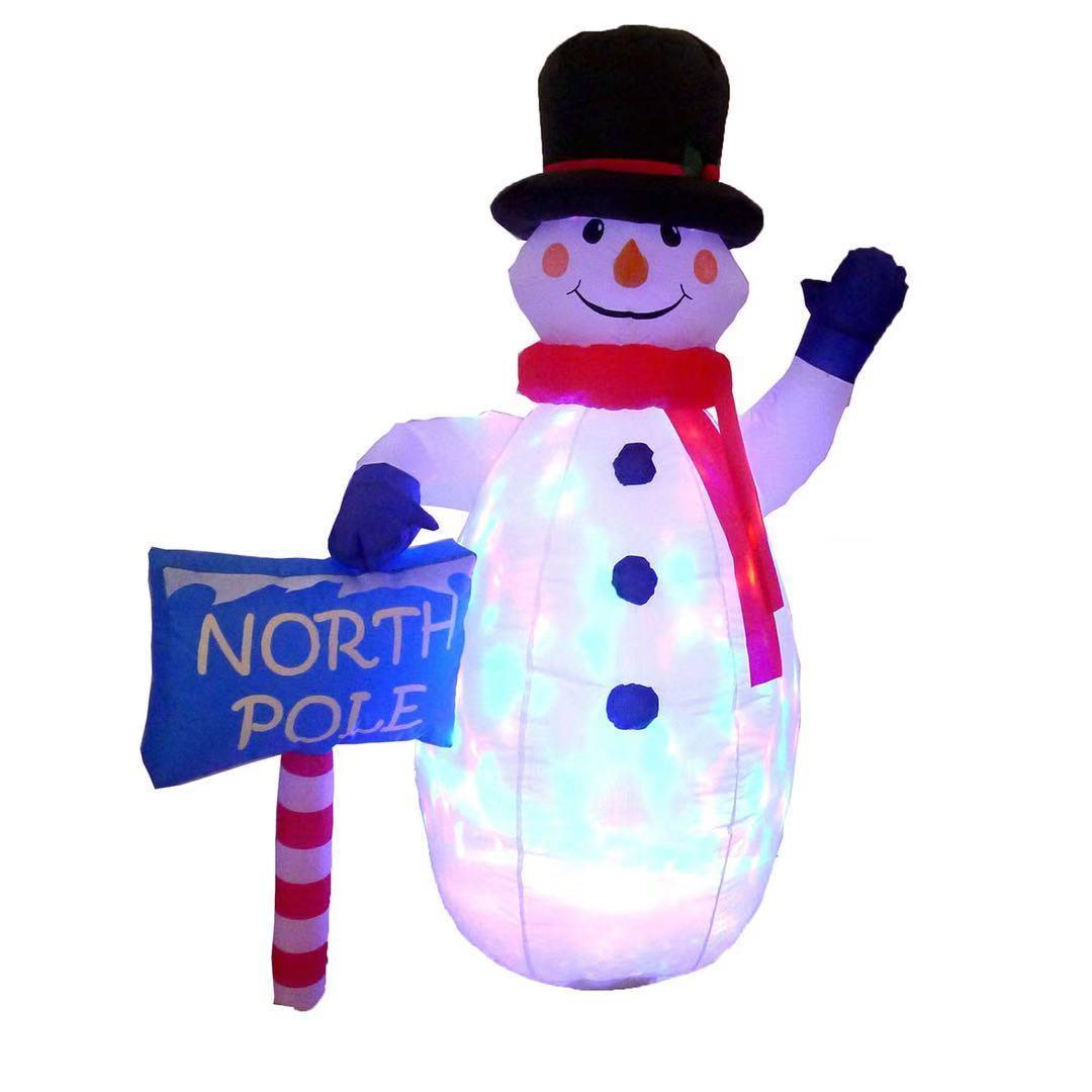Pre Lit Mains Powered Auto Inflatable North Pole Snowman With 4 Multi Led Lights 1.8M