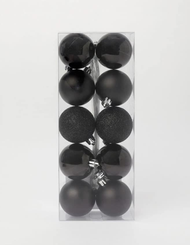 Baubles Black 6Cm-6Pcs Set -Pvc