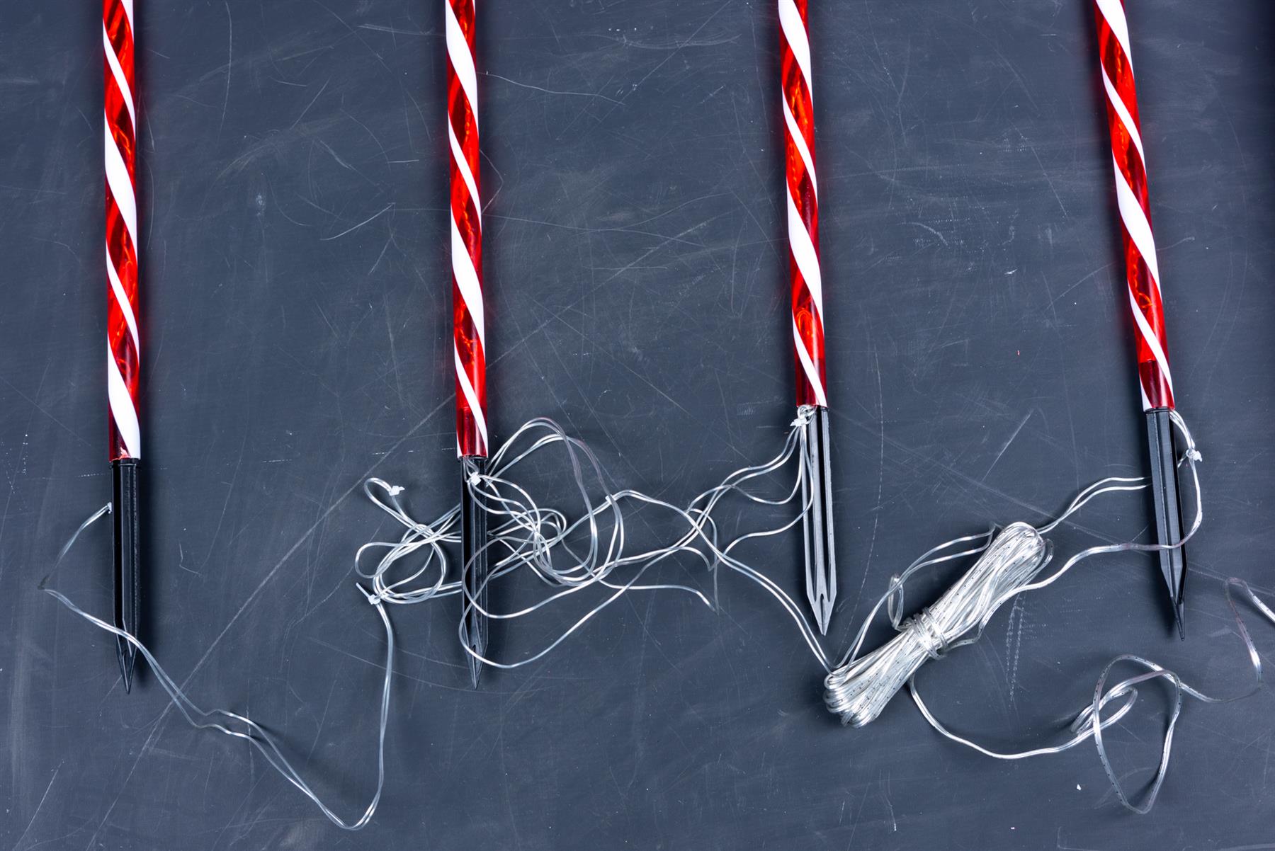Set Led Candy Cane Stake Red & White Stripes 72Cm 4Pcs