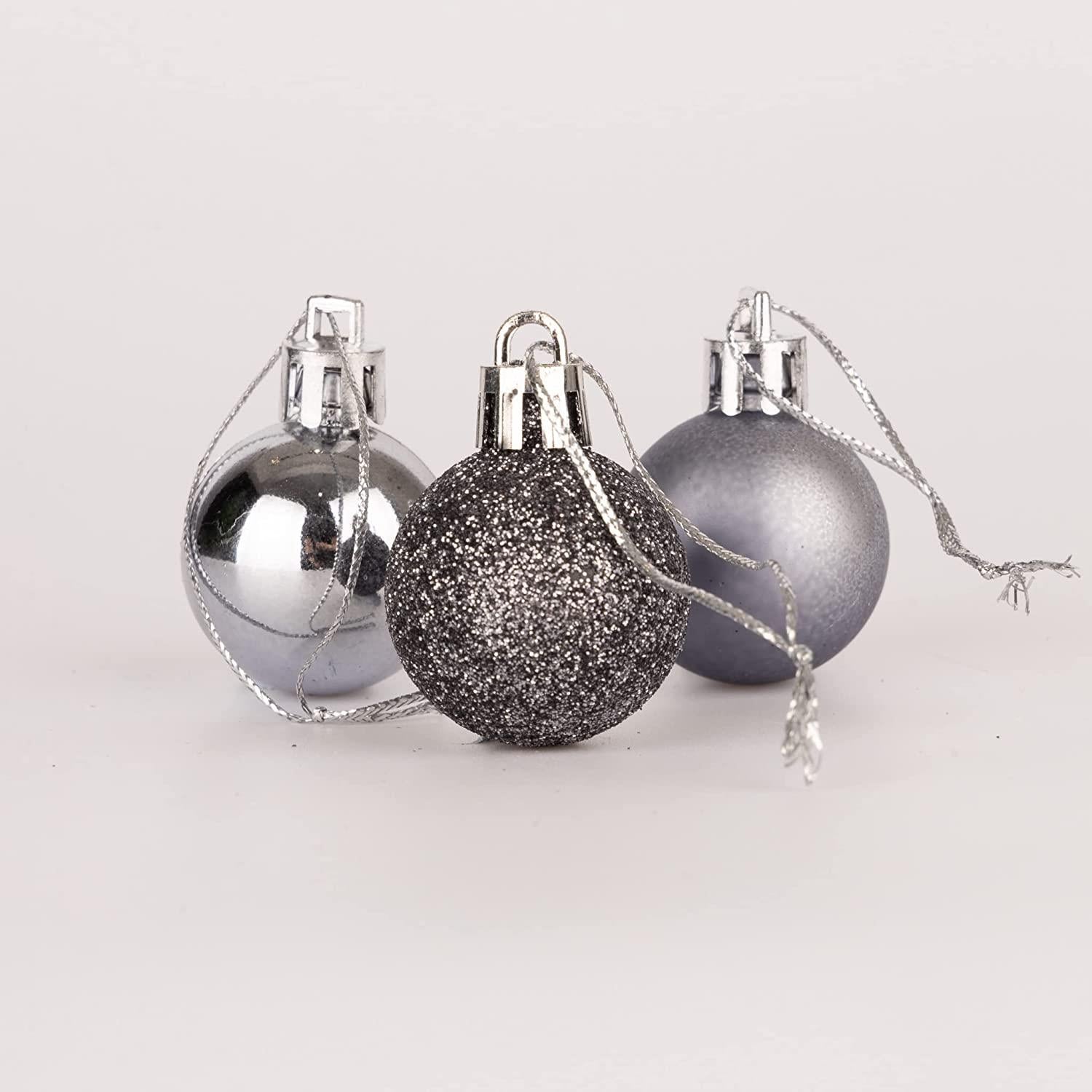 Baubles Dark Grey 3Cm 12Pcs Set Pvc