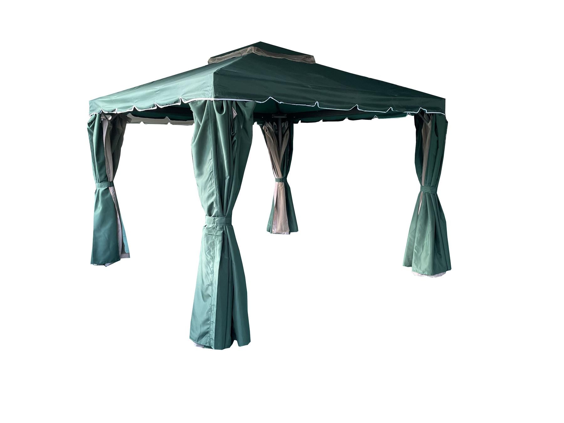 3x3x2.75m Green Gazebo with Nets Aluminium Frame and Powder coated Steel Roof