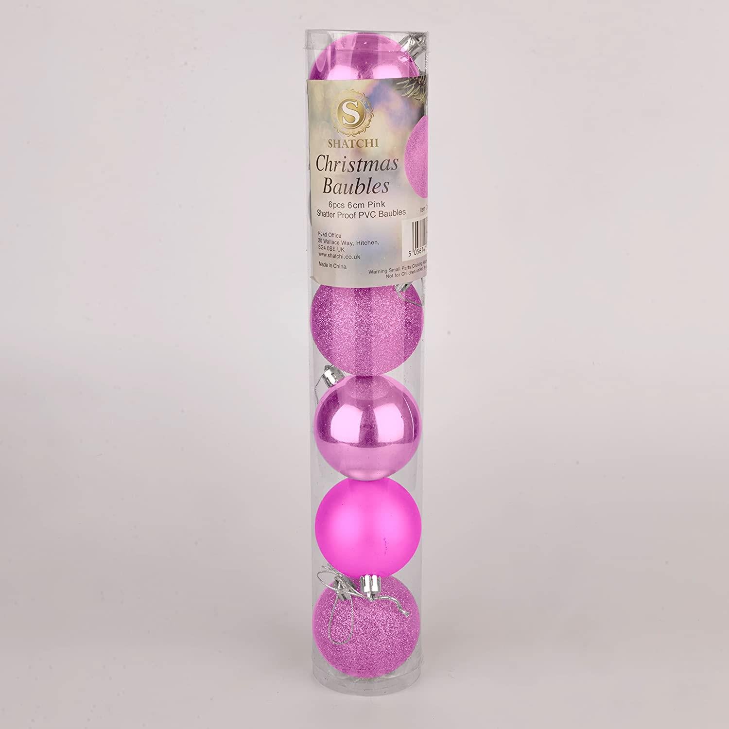 Baubles Pink 6Cm-6Pcs Set -Pvc