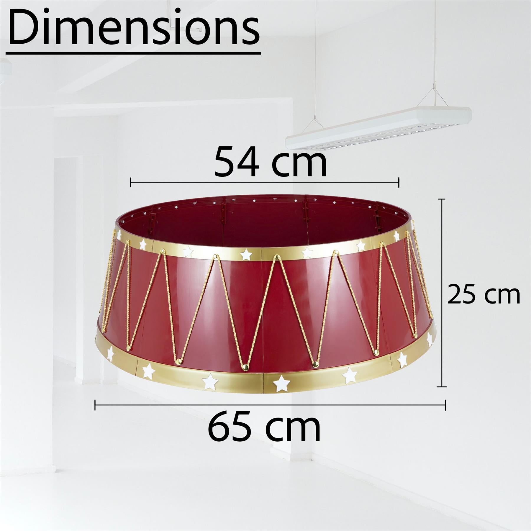 Red Drum Christmas Tree Collar Plastic - Size: Bottom Dia 25.6Inch, Top Dia 21.3Inch,Height 10Inch
