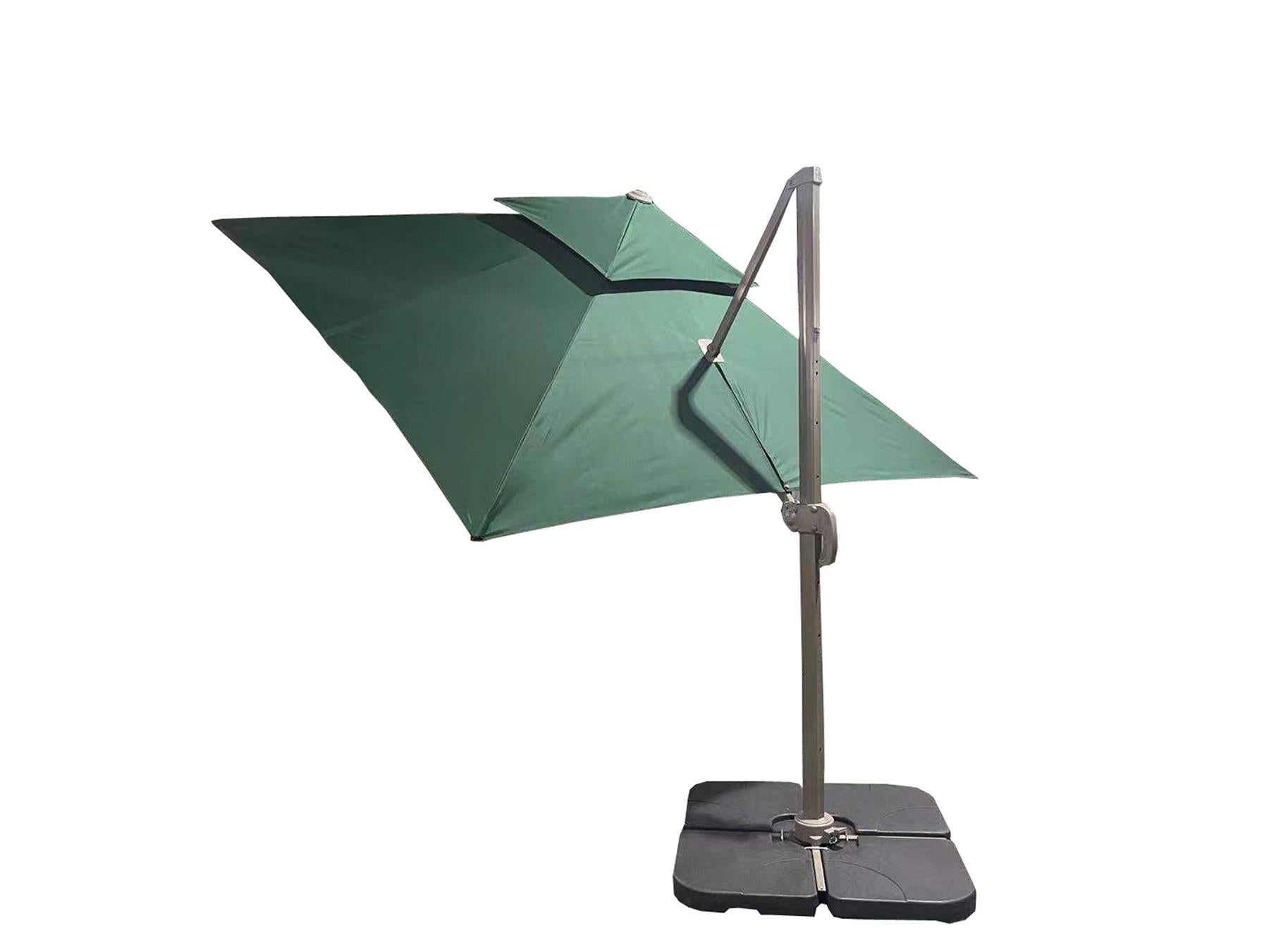 3m Patio Offset Parasol Double Top Square Cantilever Umbrella 360° Rotation Green
