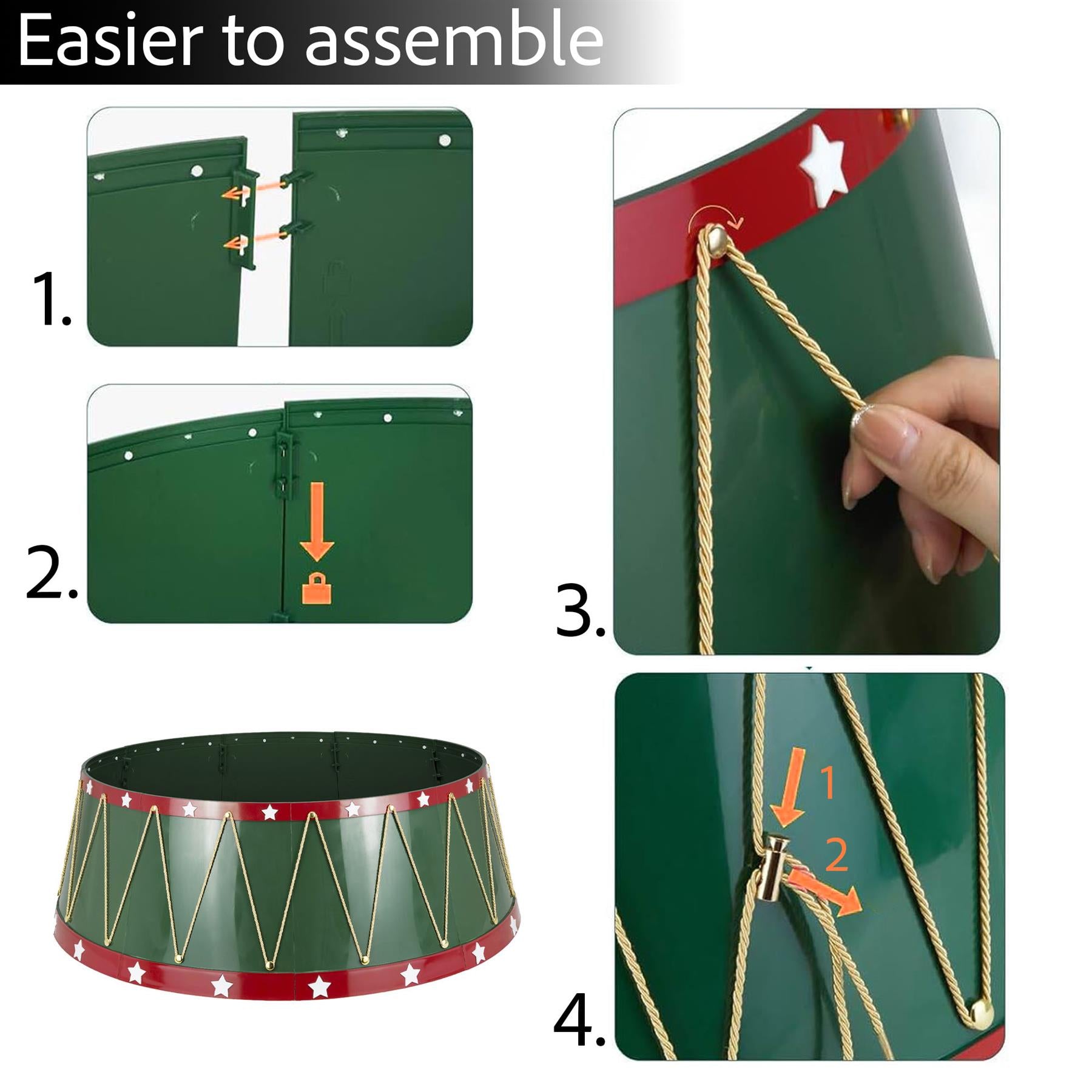 Green Drum Christmas Tree Collar Plastic - Size: Bottom Dia 25.6Inch, Top Dia 21.3Inch,Height 10Inch