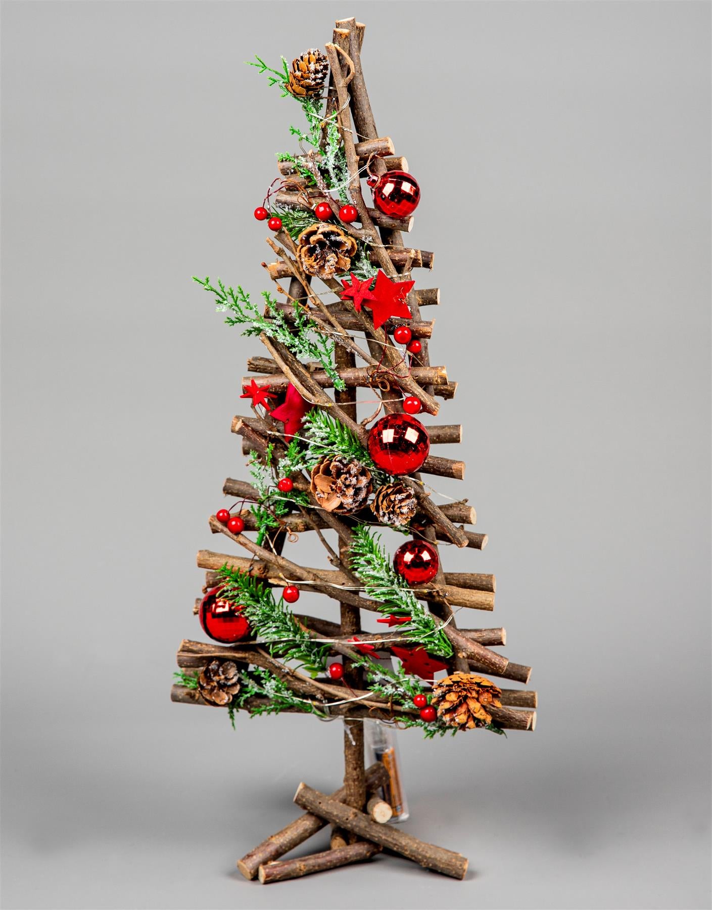50Cm B/O Led Twig Wood Tree Red