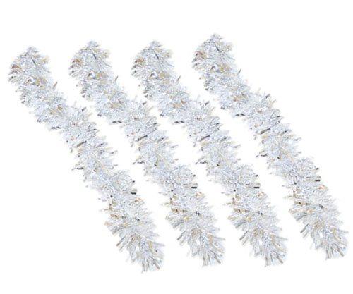 4Pcs Silver White Tinsel Tree Decoration 1.8M