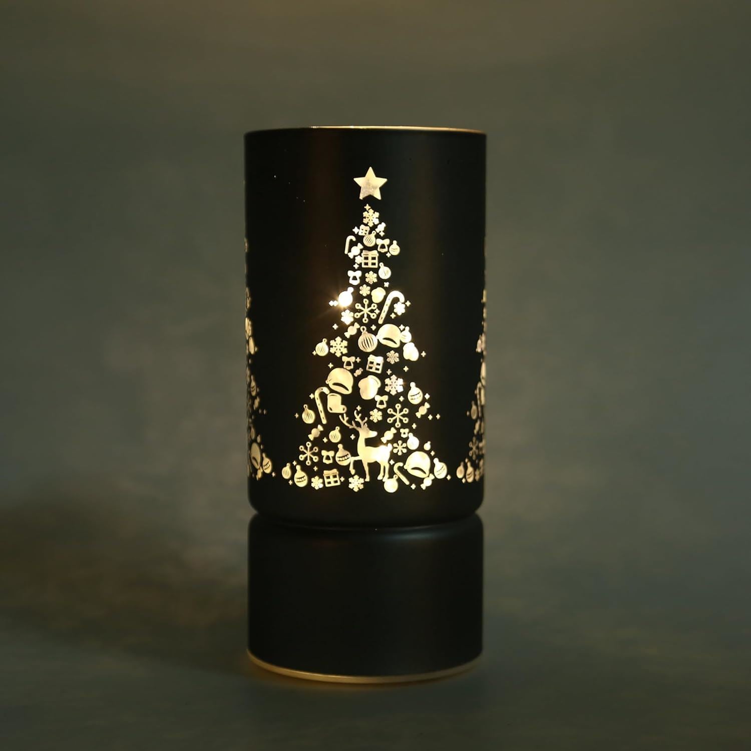 17Cm Christmas Decorated Vase Led Grey Glass Vase / Christmas Tree