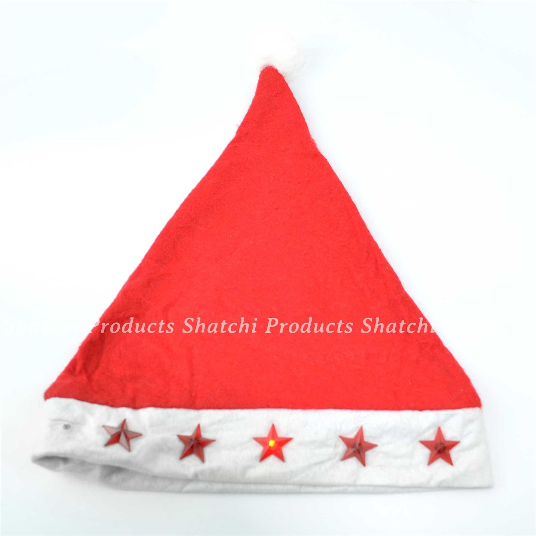 10 Pcs Father Christmas Santa Hat With Flashing Lights Fancy Dress Costume Accesorise