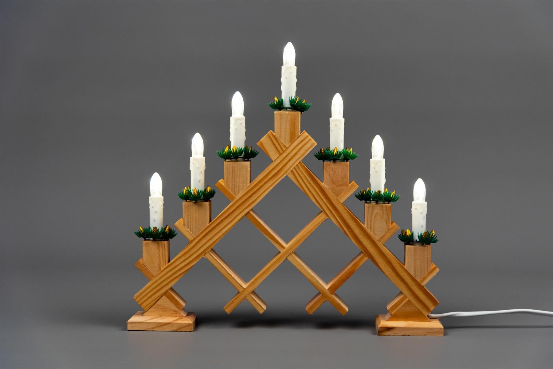 Wooden Candle Bridge Light 7 Bulb Window Xmas Christmas Decoration Arch Decor