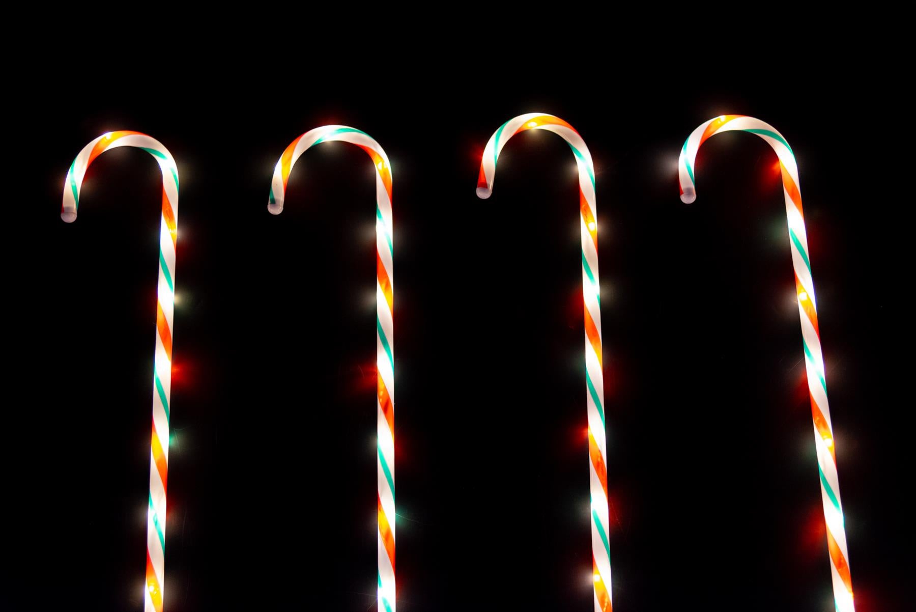 4Pcs Set Led Candy Cane Stake Red, White & Green Stripes 72Cm