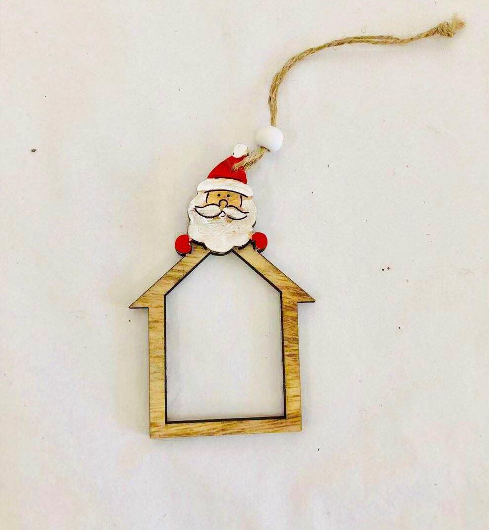 Christmas Wooden Hanging Decoration Home Shape Santa Head