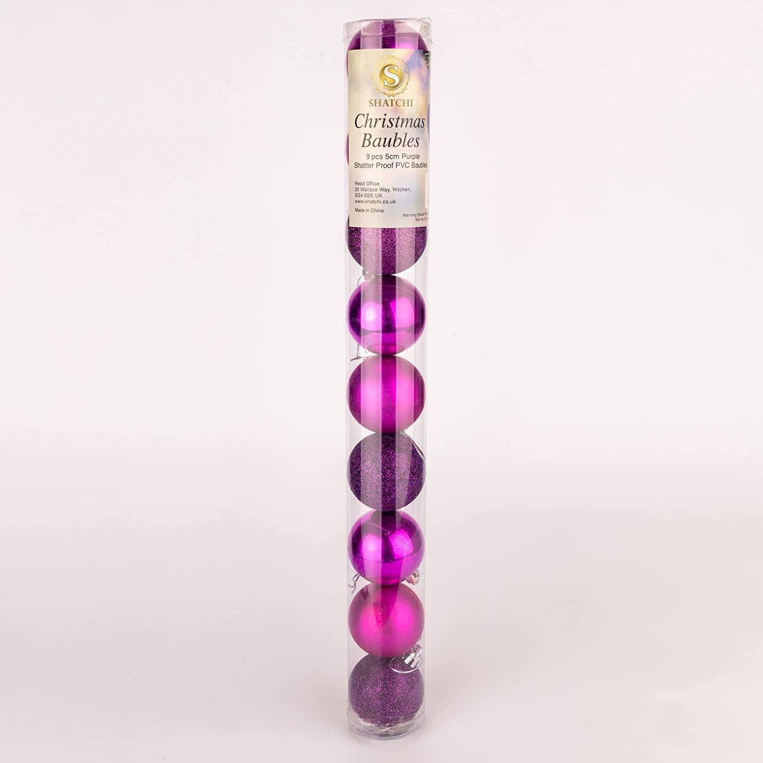 Baubles Purple 5Cm-9Pcs Set -Pvc