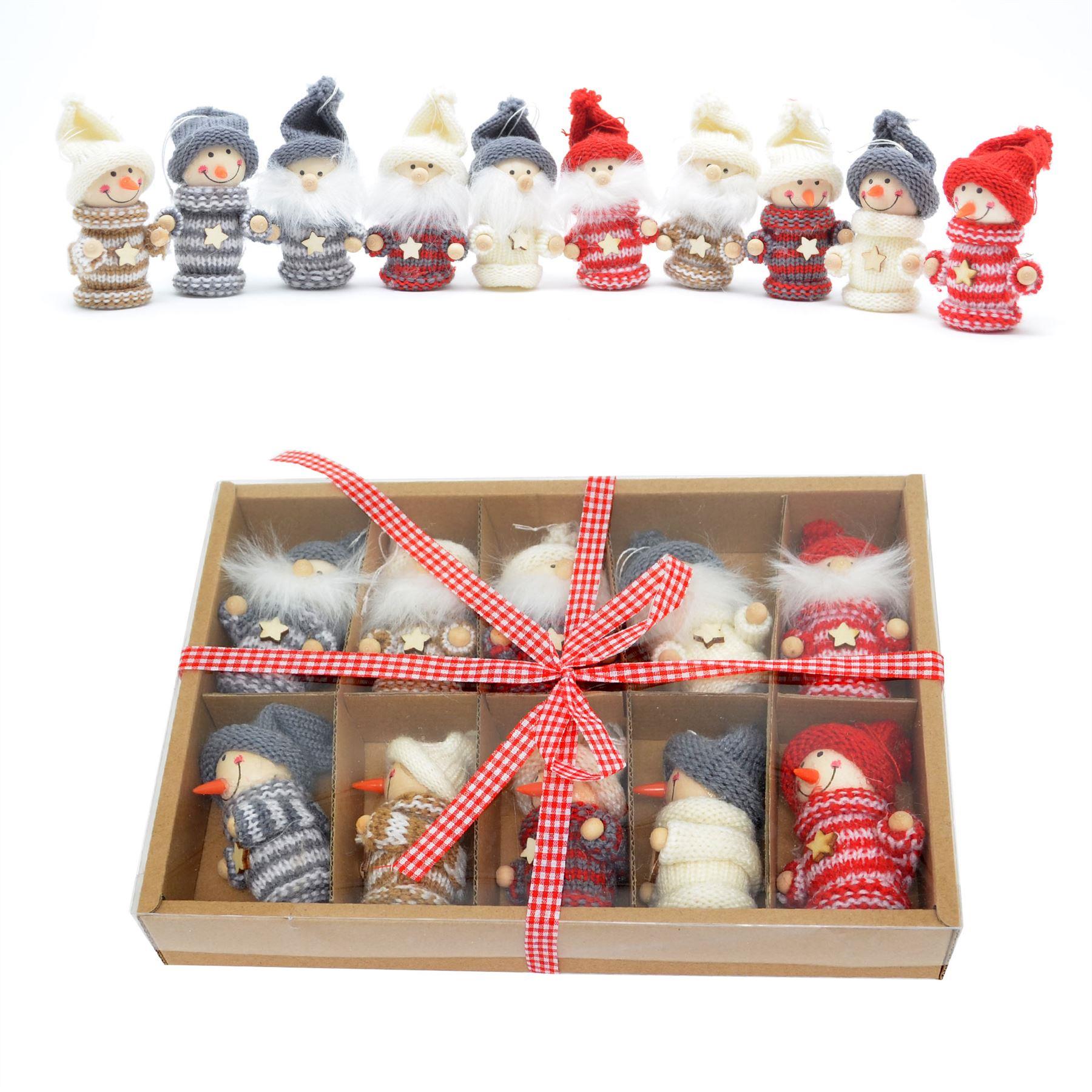 10 Teddy Christmas Tree Hanging Decorations Handmade Gift Box Set