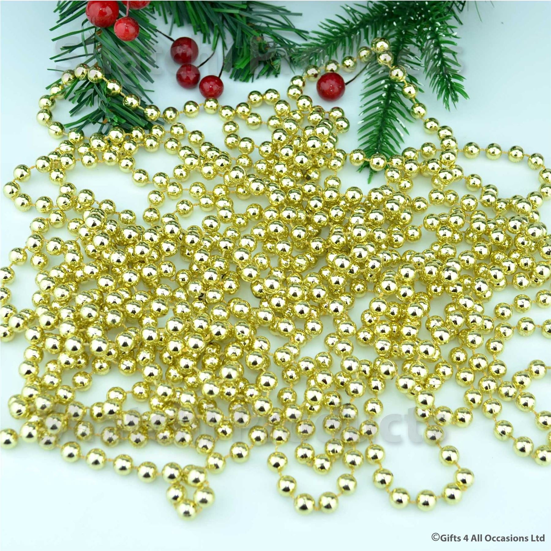 24Ft Gold Hanging Bead Garland Christmas Tree Xmas Party Tinsel String Chain