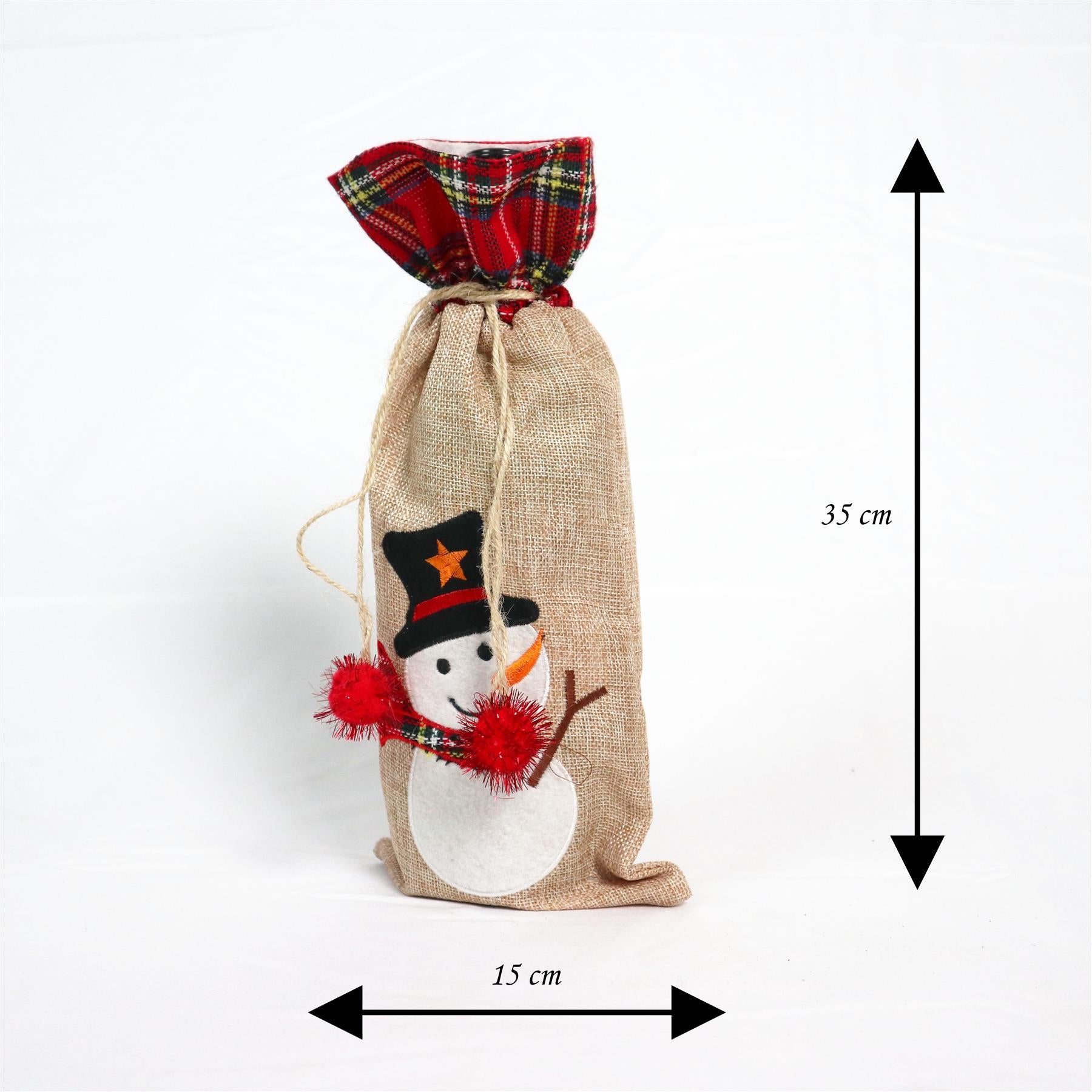Christmas Wine Bottle Cover Snowman 15X35Cm