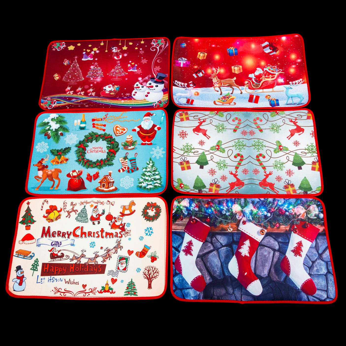 1 Pcs Christmas Door Mats Assorted Santa Xmas Floor Rugs Washable