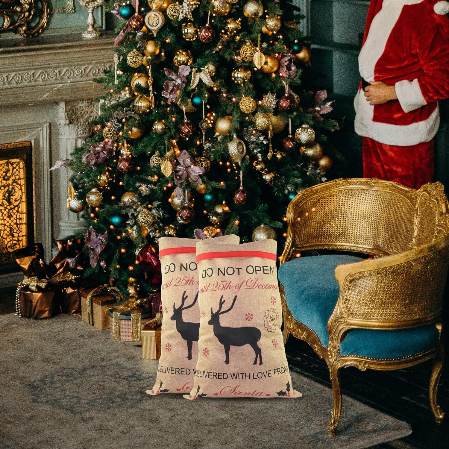 Vintage Hessian Christmas Santa Sack Gift Holder Unique Surprise Gift Bag 70cm