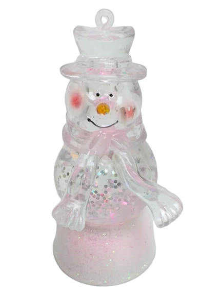 1 LED Crystal Clear Snowman Figures Christmas Home Xmas Party Table Decorations