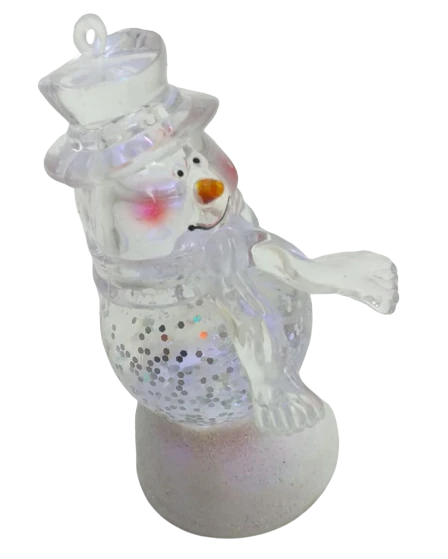1 LED Crystal Clear Snowman Figures Christmas Home Xmas Party Table Decorations