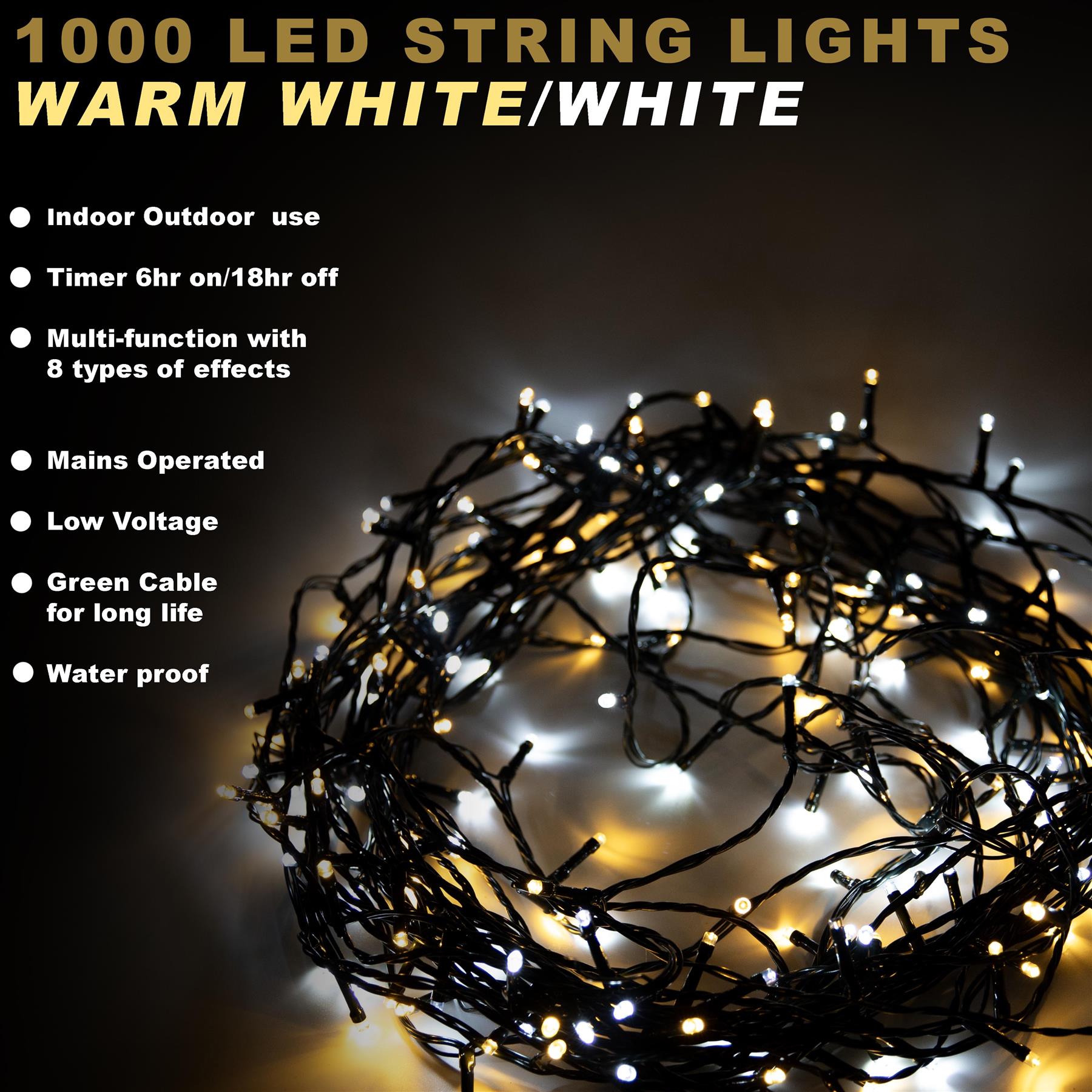 1000LED Light Christmas String Multifunction Mains Operated Xmas Tree Home Decor