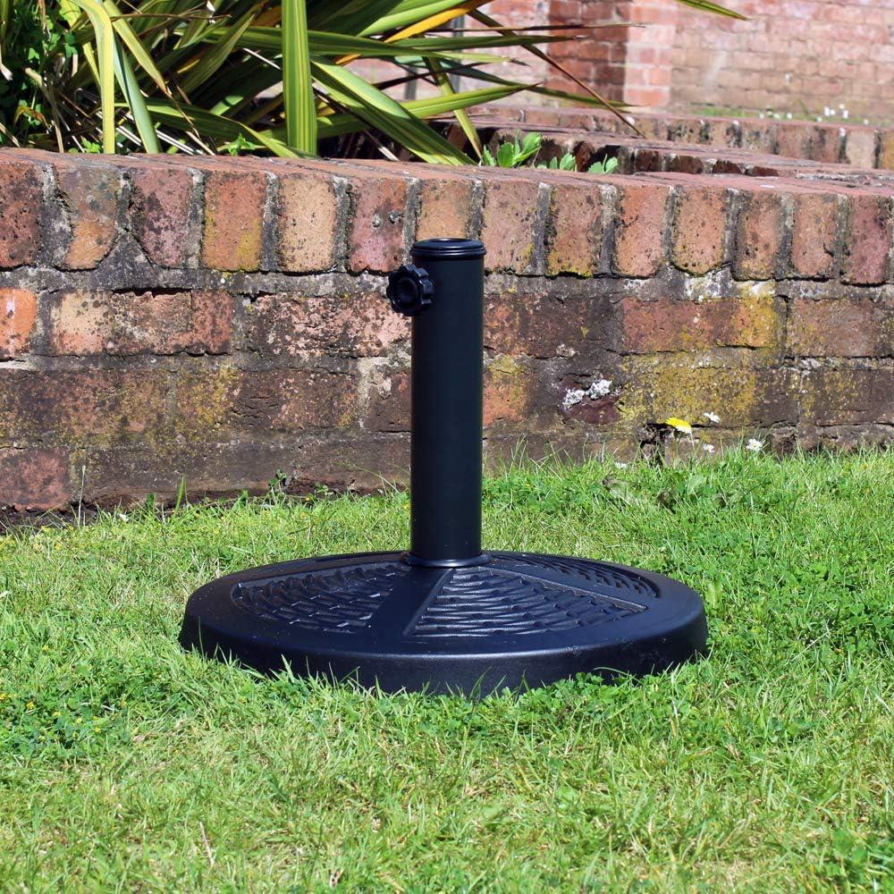 10Kg Black Round Rattan Effect Parasol Base