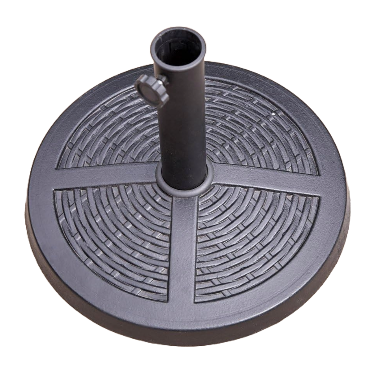 10Kg Black Round Rattan Effect Parasol Base