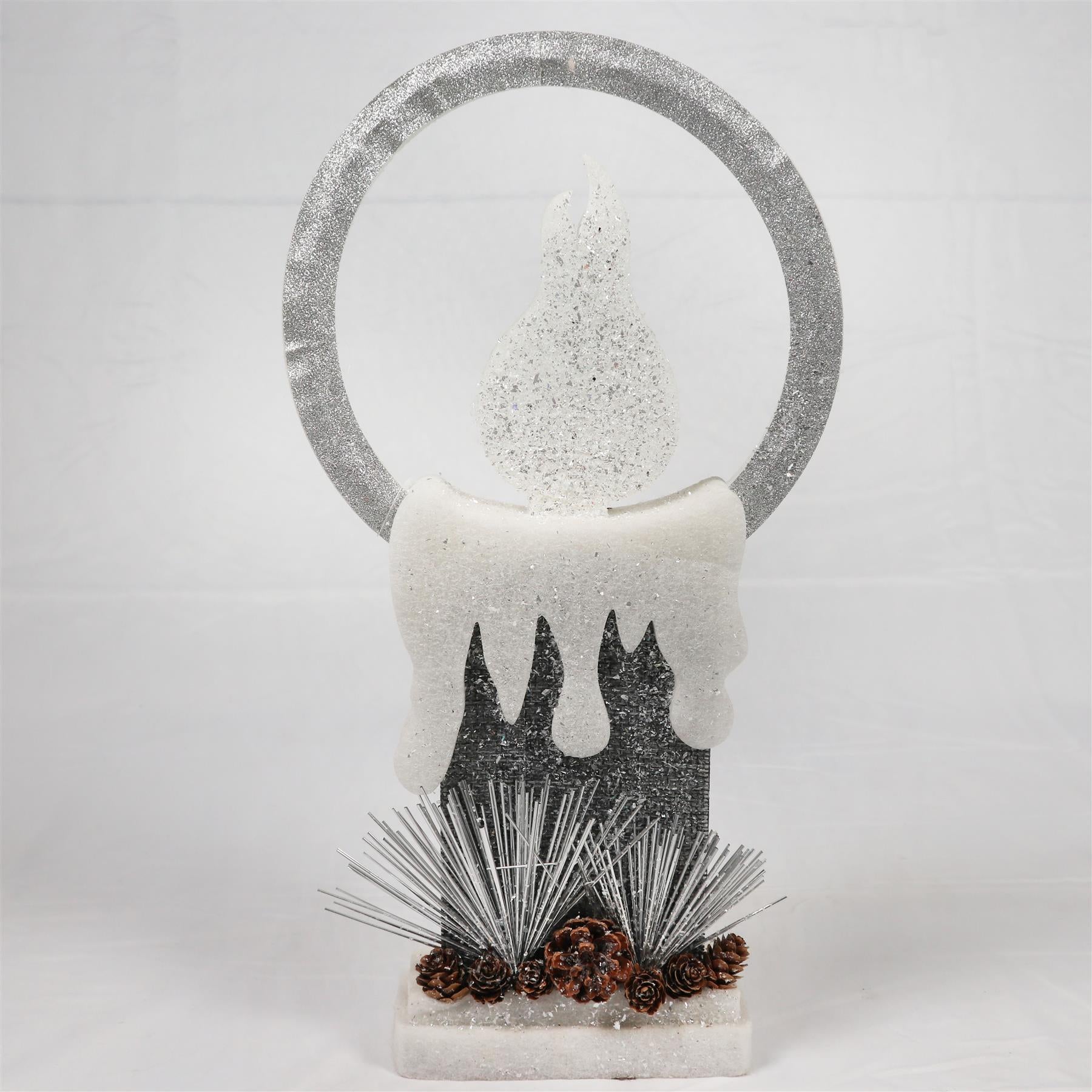 B/O Led Silver Foam Single Candle-41Cm,
1 Led