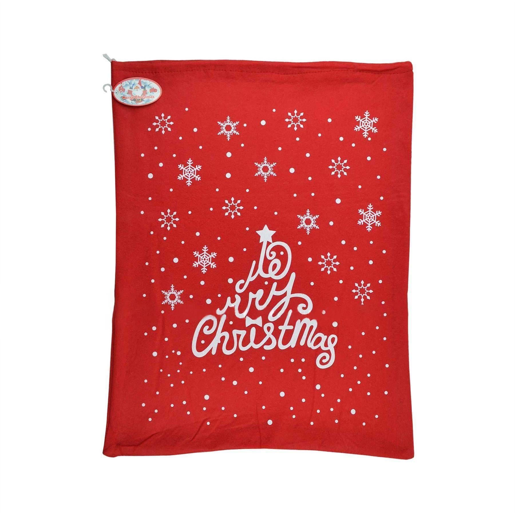 1 Father Christmas Santa Sack Stocking Socks Gifts Bag Red Felt Xmas Accessories