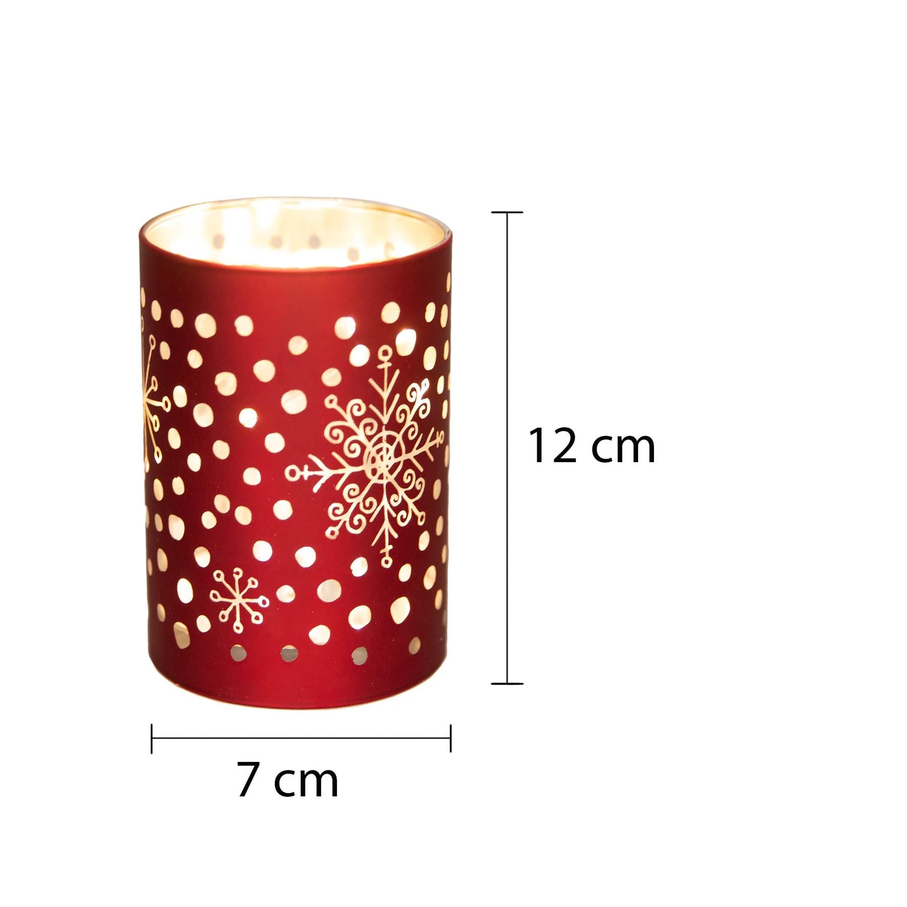Christmas Decorated Vase Led Red Glass Vase / Snowfall 12cm Home Table Decor