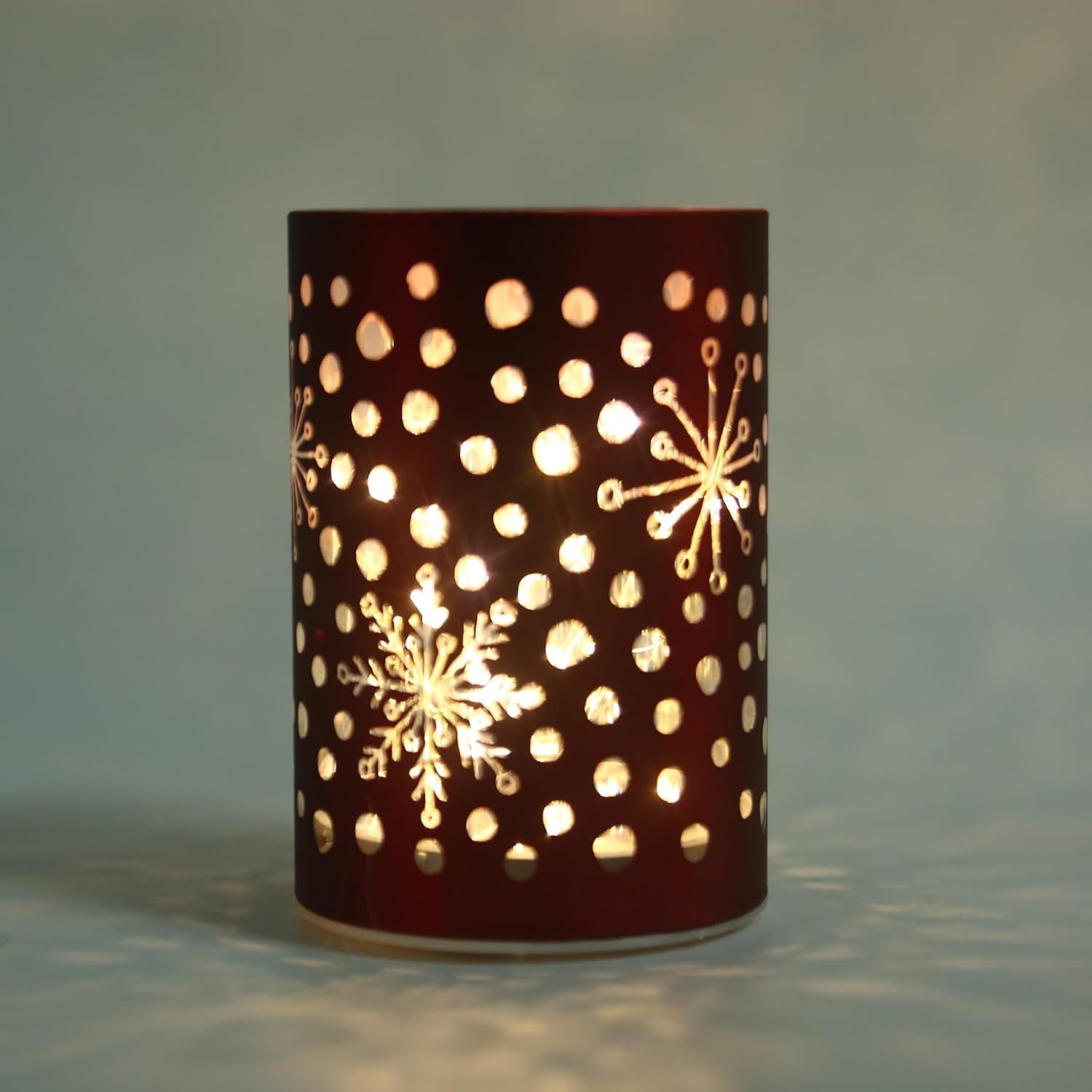 Christmas Decorated Vase Led Red Glass Vase / Snowfall 12cm Home Table Decor