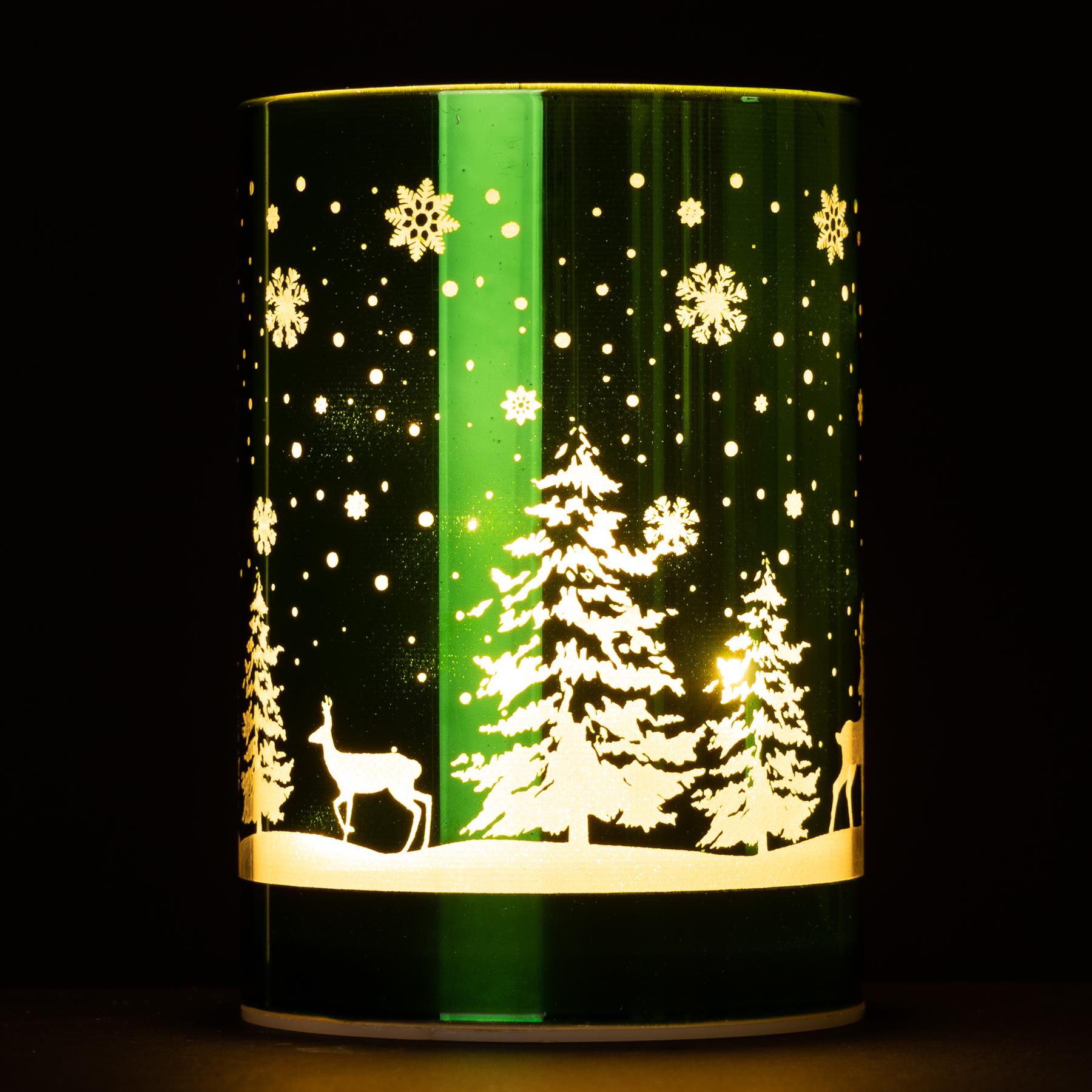 Christmas Lantern Table Lamp LED Vase Forest Scene Green Table Decoration UK