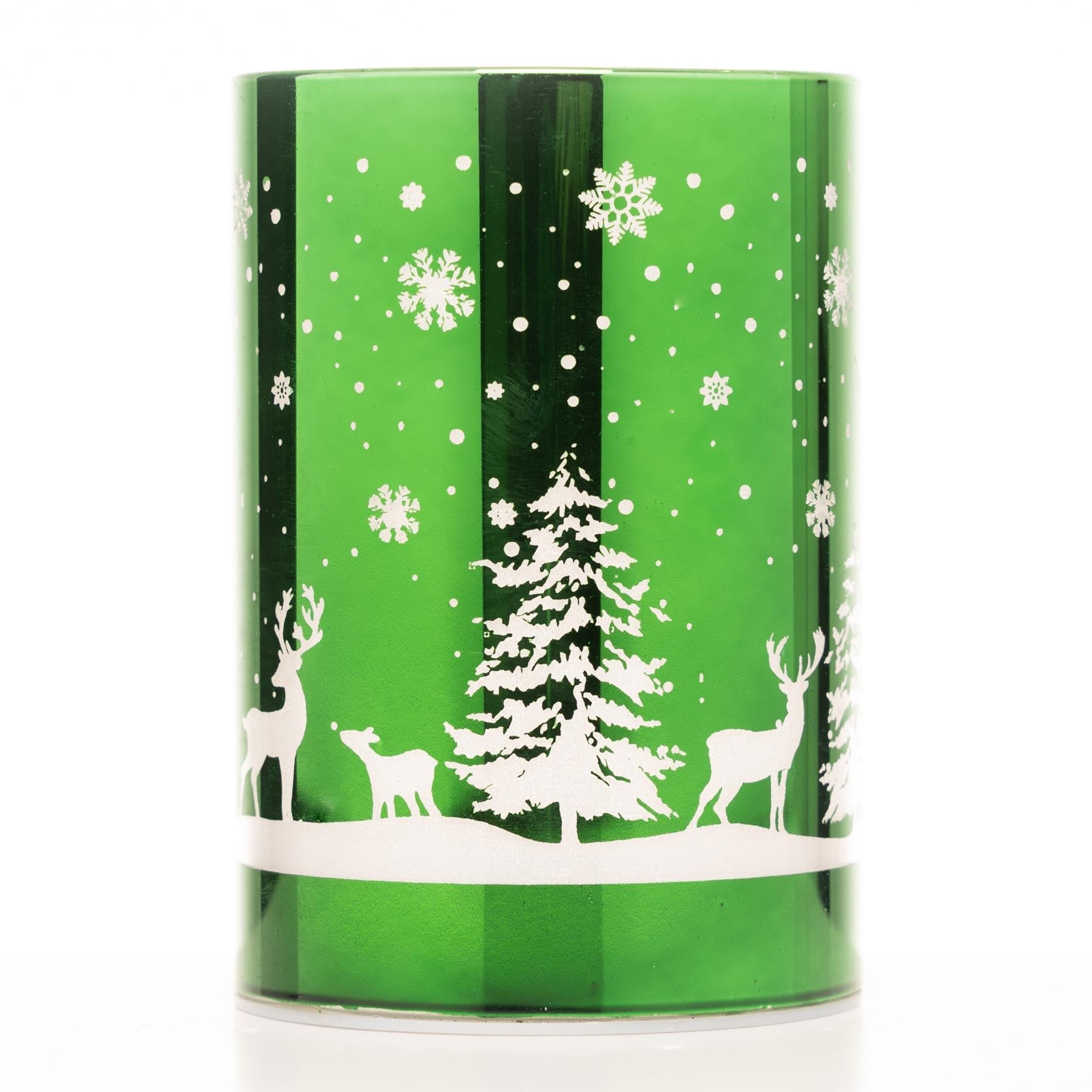 Christmas Lantern Table Lamp LED Vase Forest Scene Green Table Decoration UK