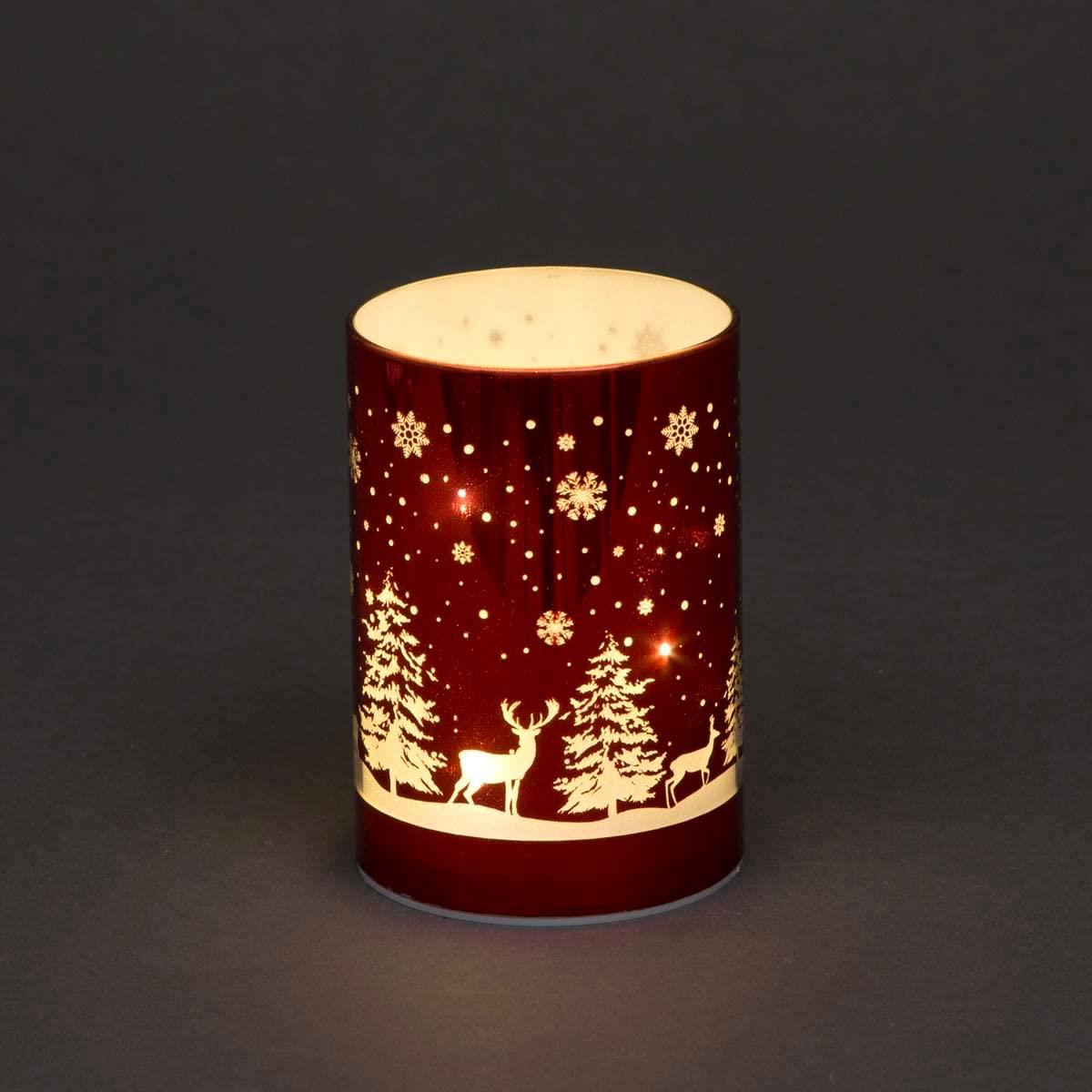 13Cm Christmas Decorated Vase Table Forest Scene Red 13Cm Christmas Decorated Vase Table Forest Scene Red