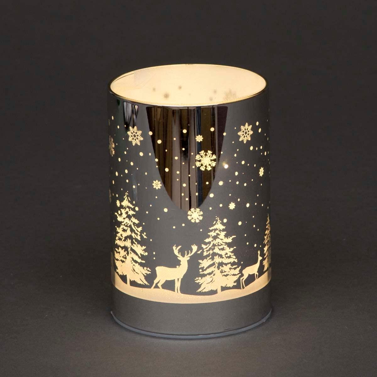 13Cm Christmas Decorated Vase Table Forest Scene Silver 13Cm Christmas Decorated Vase Table Forest Scene Silver