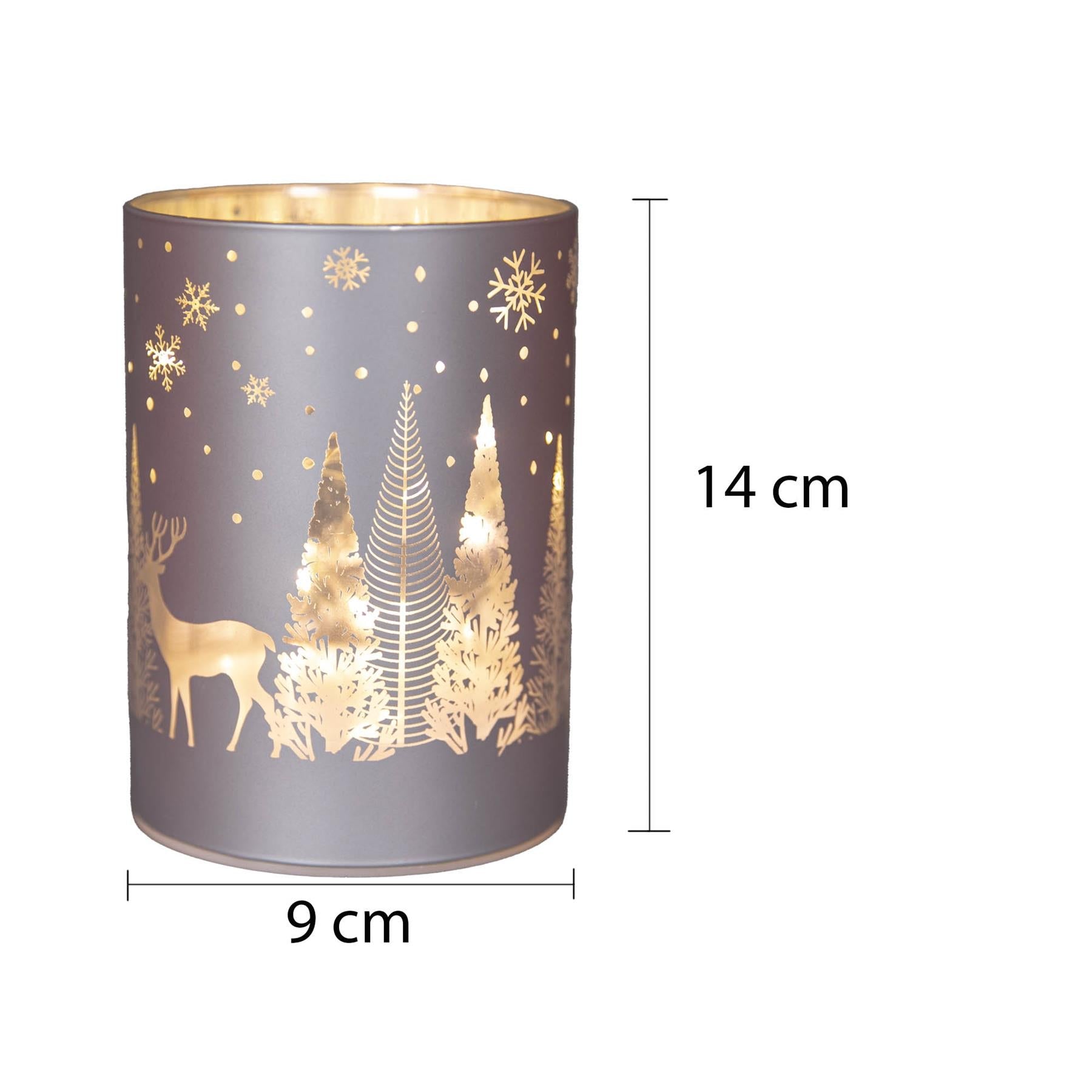 Christmas Decorated Vase Led Silver Glass Vase / Forest 14cm Home Table Decor