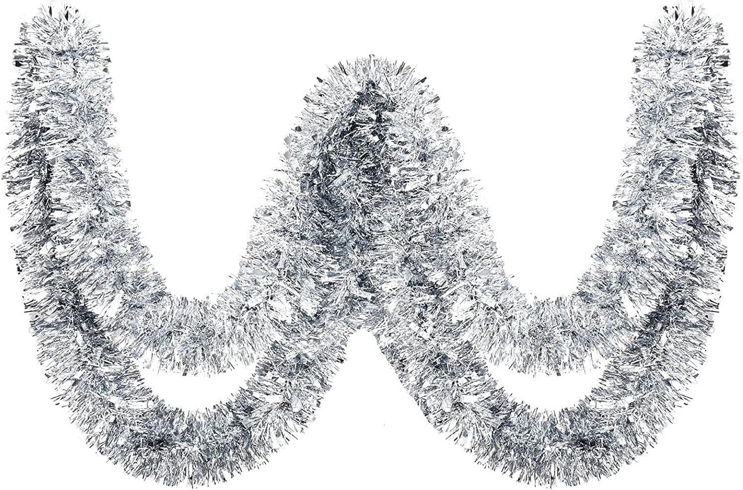 8Pcs Silver White Tinsel Tree Decoration 1.8M