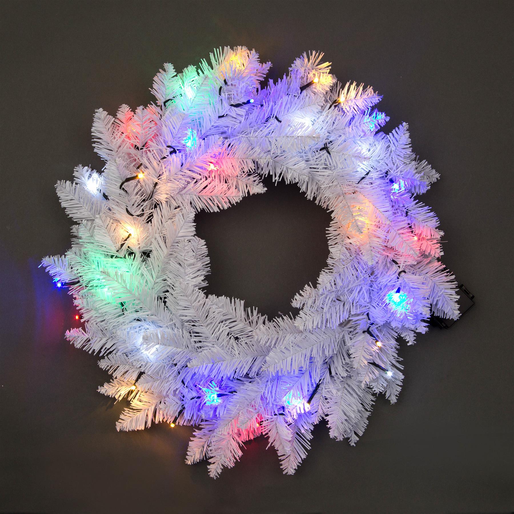 Pre-Lit Imperial Pine Multicolor Leds White Wreath 55Cm