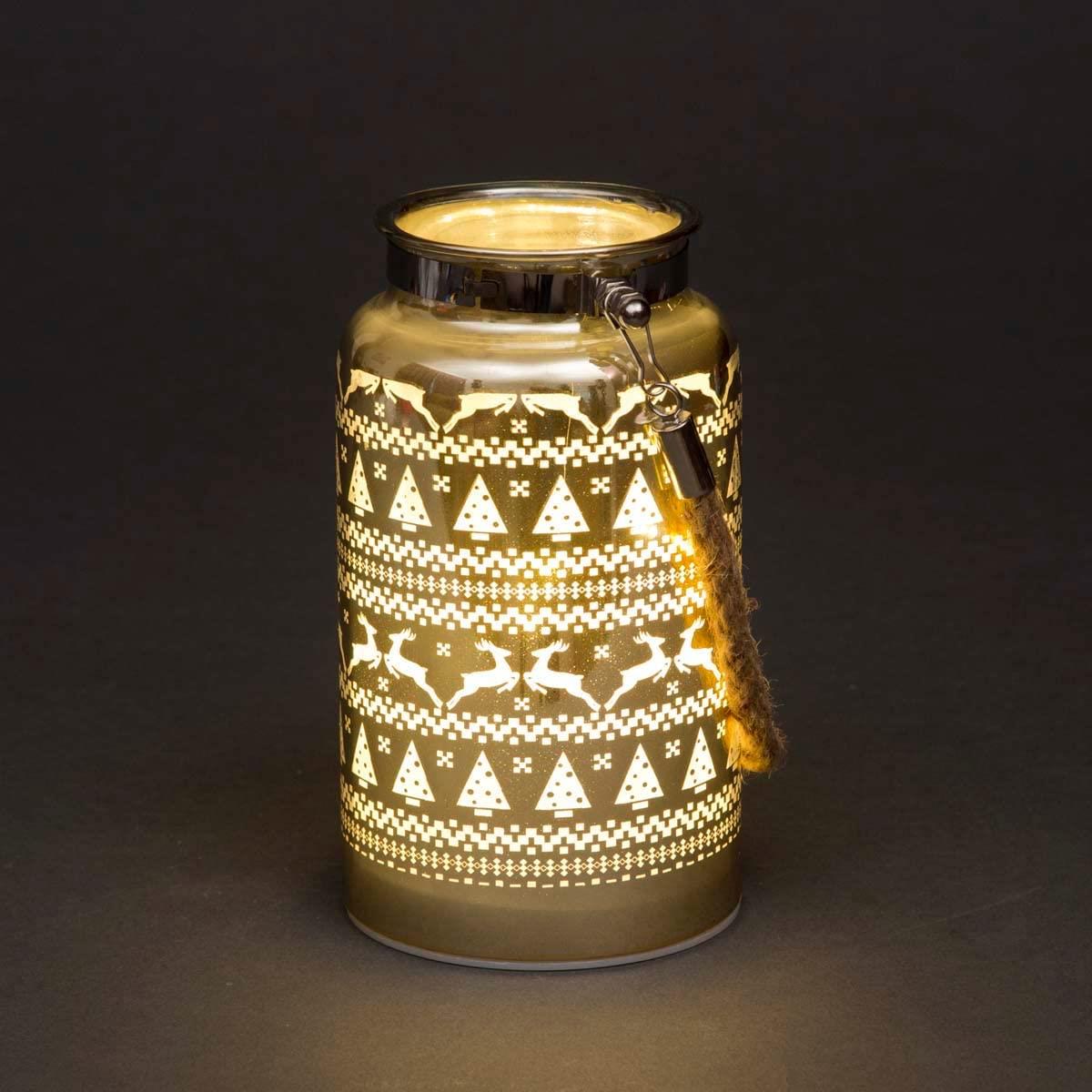 16Cm Christmas Decorated Jar Table Skandi Design Gold Lantern 16Cm Christmas Decorated Jar Table Skandi Design Gold Lantern