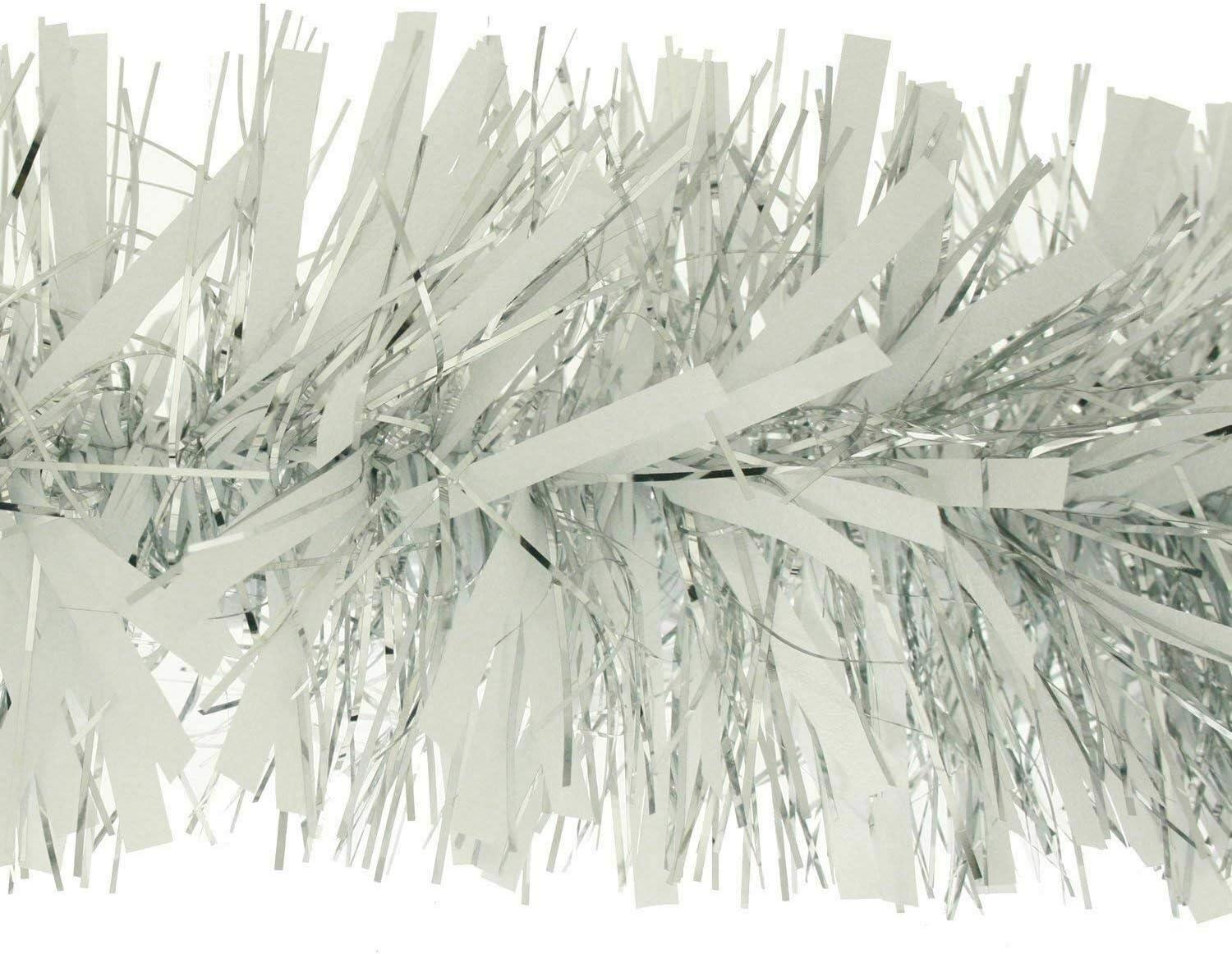 White Silver Thick Chunky Christmas Tree Tinsel Garland Home Decoration 16pcs