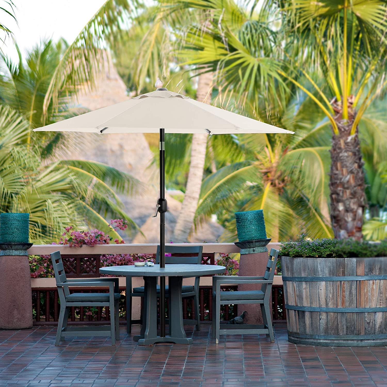 3m Garden Parasol Umbrella Tilting with Crank Handle Beige