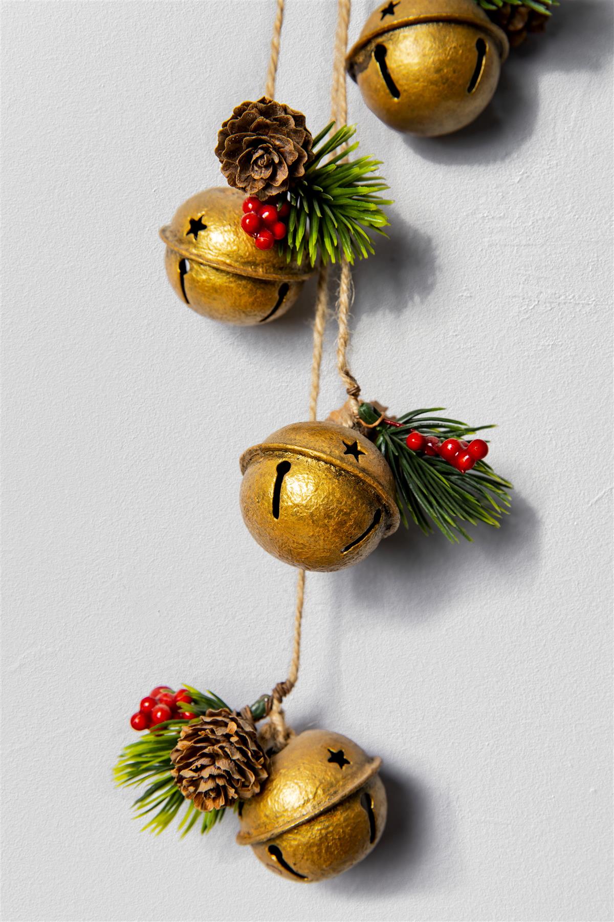Hanging Decorations With Golden Bells 46 Cm