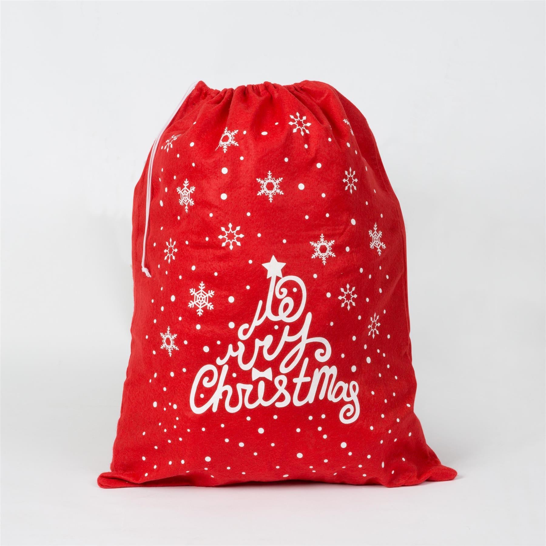 1 Father Christmas Santa Sack Stocking Socks Gifts Bag Red Felt Xmas Accessories