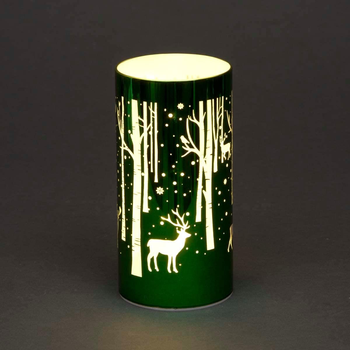 18Cm Christmas Decorated Vase Table Deer Scene Green 18Cm Christmas Decorated Vase Table Deer Scene Green