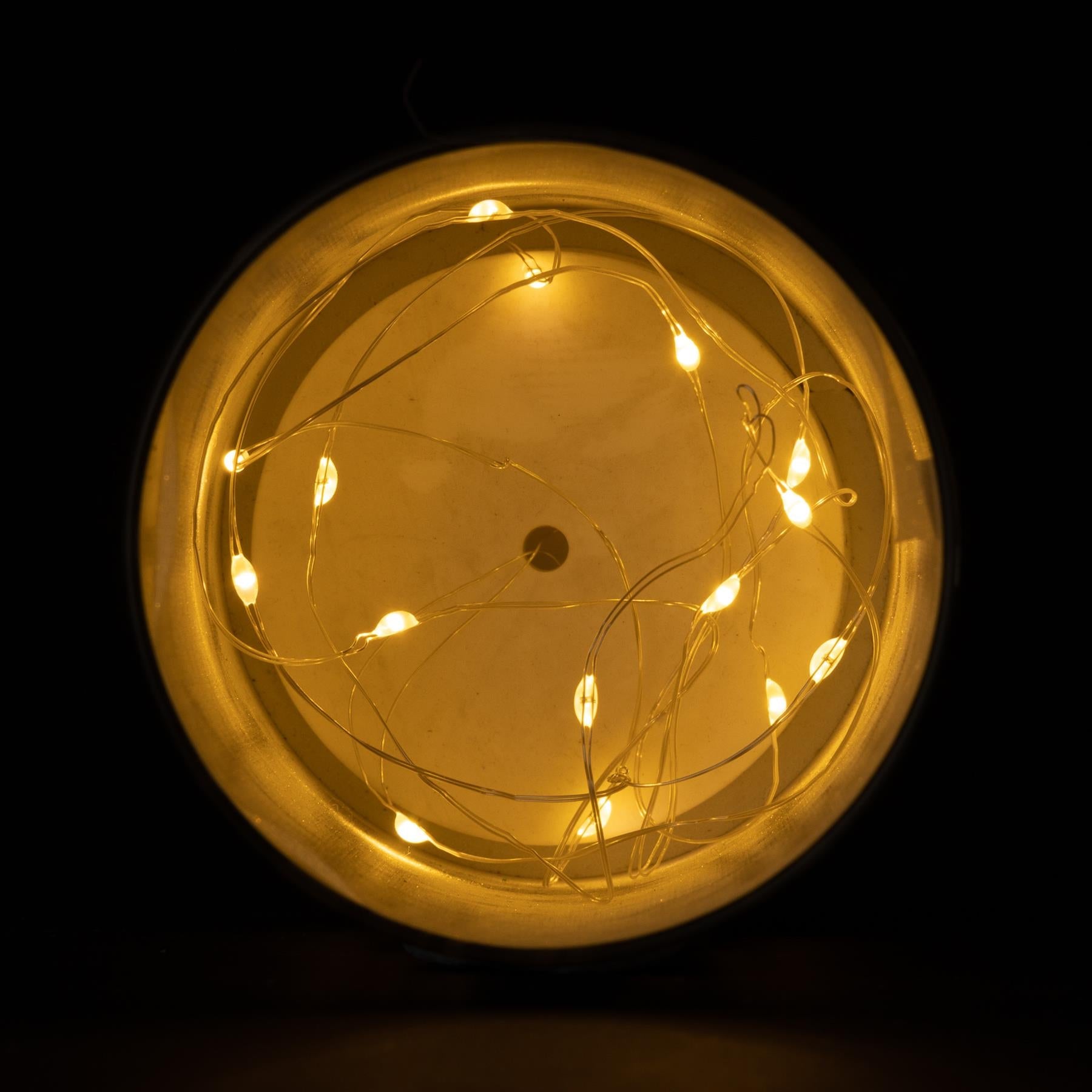 18cm Christmas Lantern LED Lights Decorated Vase Silver Table Lamp Deer Scene