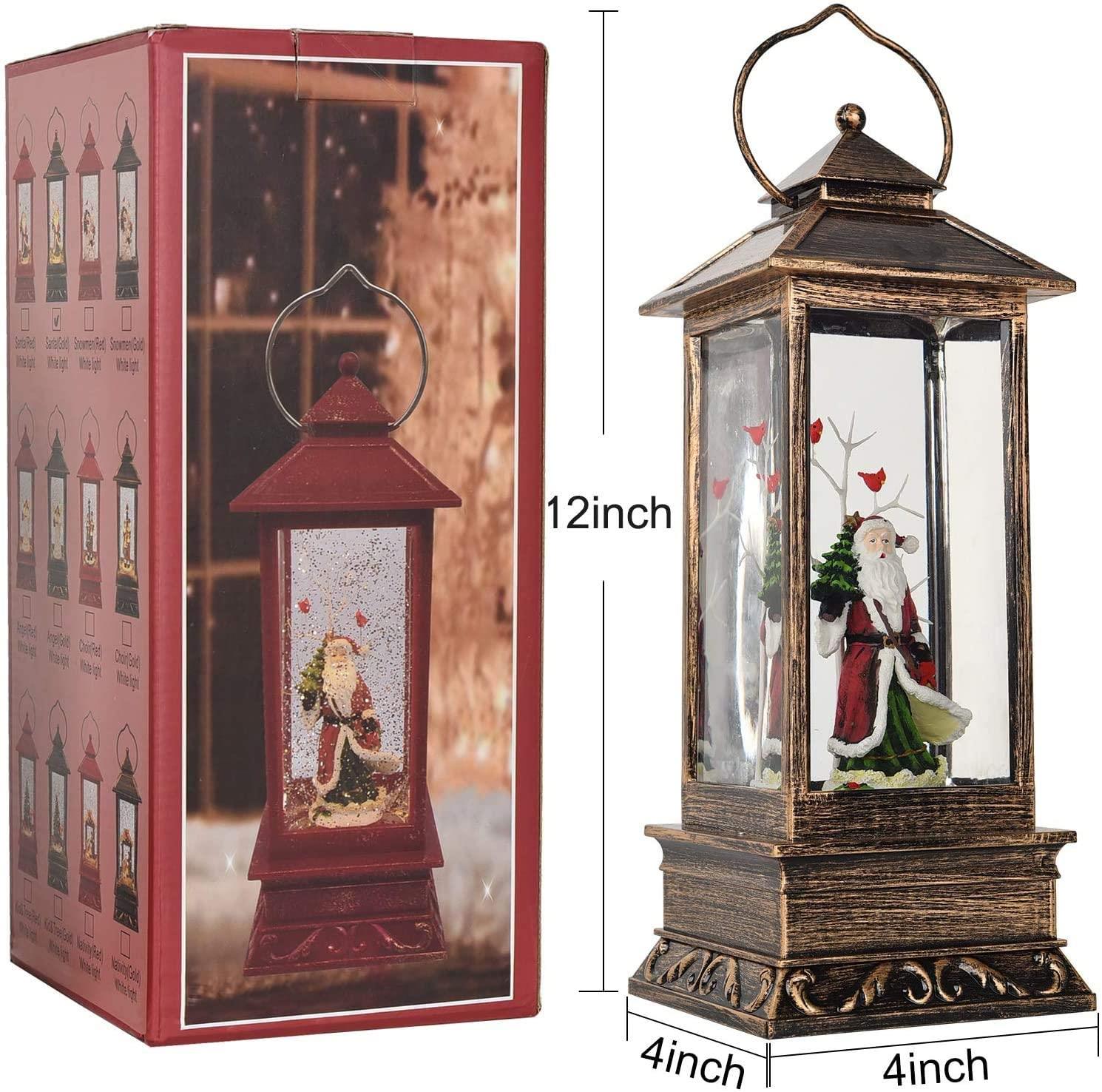 28Cm Christmas Santa Claus Led Lantern With Glitter Xmas Home Decorations Ornament